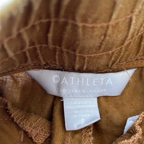 Athleta Cabo Linen Joggers Women's Size 8 Brown Athleisure Casual Pants - Picture 3 of 6